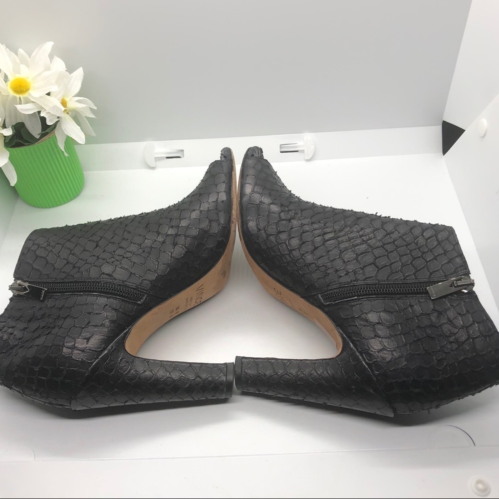 Vince Sierra Python Print Peep Toe Booties - image 7